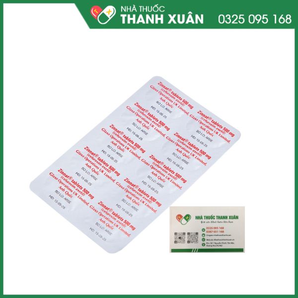 Zinnat tablets 500mg thuốc trị nhiễm khuẩn (1 vỉ x 10 viên)